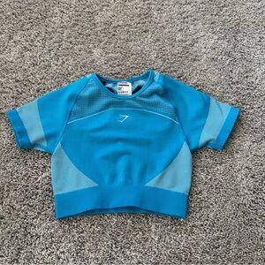 Gymshark Women’s Blue Athletic Compression Cropped Shirt